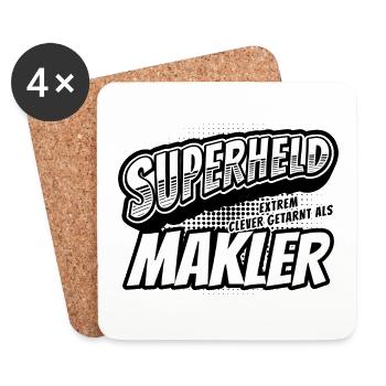 Superheld, clever getarnt als Makler - Untersetzer (4er-Set) - Weiß - Vorne