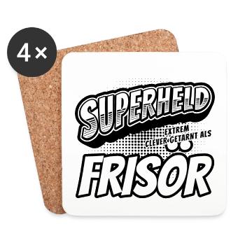 Superheld, clever getarnt als Frisör - Untersetzer (4er-Set) - Weiß - Vorne