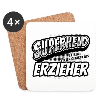 Superheld, clever getarnt als Erzieher - Untersetzer (4er-Set) - Weiß - Vorne