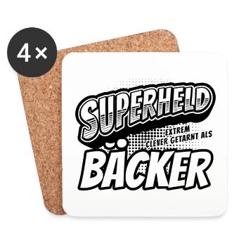 Superheld, clever getarnt als Bäcker - Untersetzer (4er-Set) - Weiß - Vorne