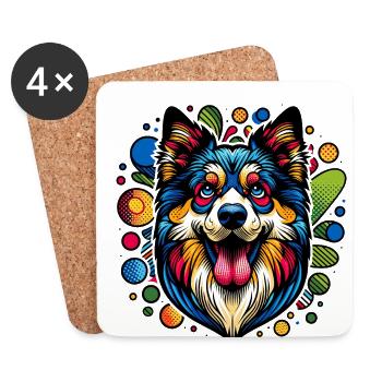 Dog Love 7 Pop Art Style - Coasters (set of 4) - white - Front