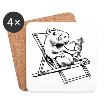 Don't worry be Cappy - Capybara - Urlaub - Untersetzer (4er-Set) - Weiß - Vorne