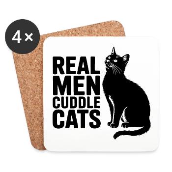 Echte Männer kuscheln Katzen! Katzen Papa Kitten - Untersetzer (4er-Set) - Weiß - Vorne