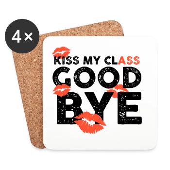Chemises de classe Embrasse ma classe au revoir lèvres - Dessous de verre (lot de 4) - blanc - Devant