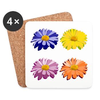 Blumen - Untersetzer (4er-Set) - Weiß - Vorne