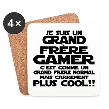 je suis un grand frère gaMER - Dessous de verre (lot de 4) - blanc - Devant
