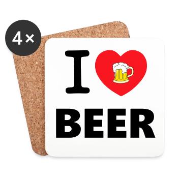 I LOVE BEER - Untersetzer (4er-Set) - Weiß - Vorne