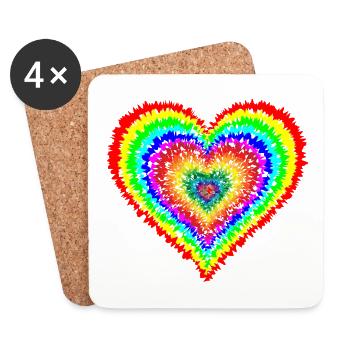 Regenbogen herz - Untersetzer (4er-Set) - Weiß - Vorne