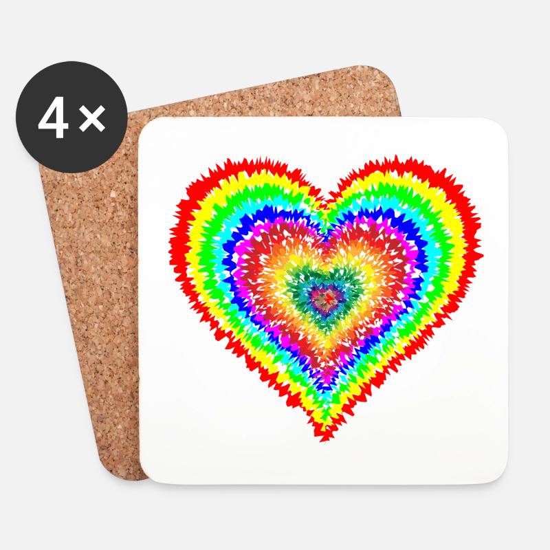 Rainbow Heart - Coasters (set of 4) - white