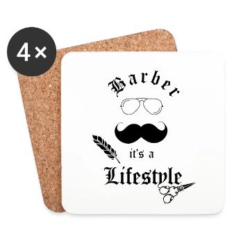 Barber it sa Style de vie | Coiffure | couper | boutique - Dessous de verre (lot de 4) - blanc - Devant