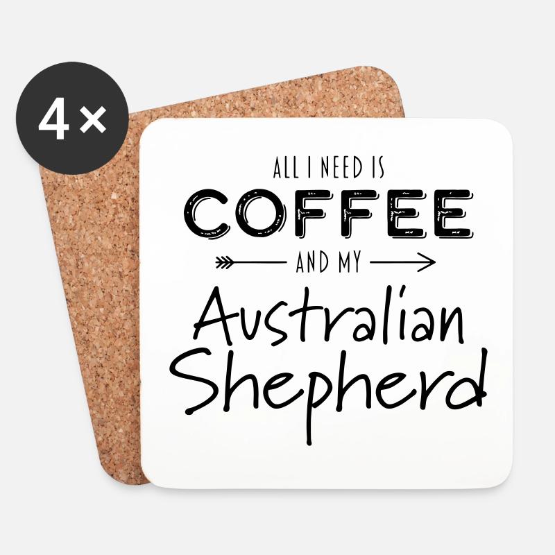 Kaffee Australian Shepherd Hütehund Geschenk - Untersetzer (4er-Set) - Weiß
