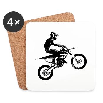Saut en motocross circuit de cross pour motard - Dessous de verre (lot de 4) - blanc - Devant
