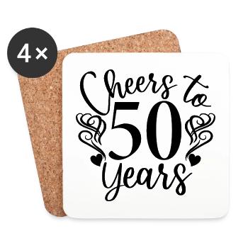 Vive 50 ans - Cadeau d’anniversaire ou d’anniversaire - Dessous de verre (lot de 4) - blanc - Devant