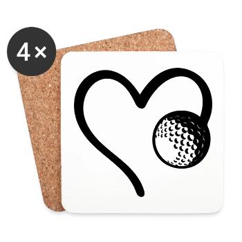 Golf Ball Heart Golfer - Coasters (set of 4) - white - Front