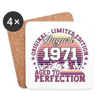 Original August 1971 51. Geburtstag Fun Geschenk - Untersetzer (4er-Set) - Weiß - Vorne