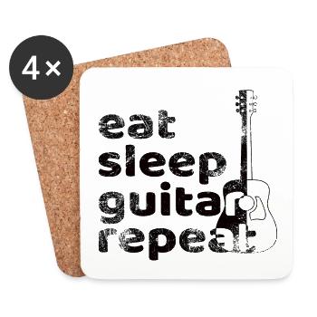 Eat Sleep Guitar Repeat - Dessous de verre (lot de 4) - blanc - Devant