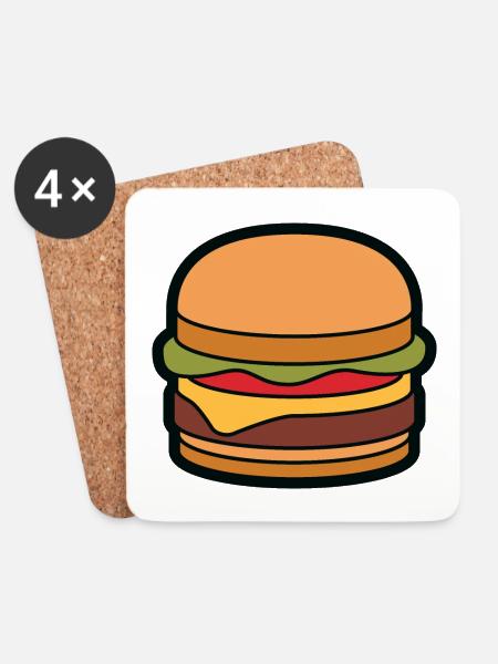 Cheeseburger Hamburger - Untersetzer (4er-Set) - Weiß