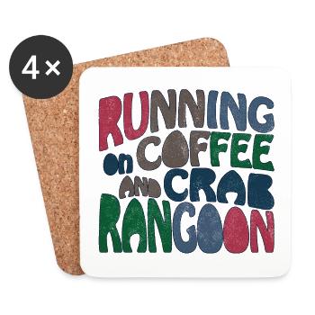 Running on coffee and crab rangoon - Untersetzer (4er-Set) - Weiß - Vorne