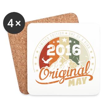 Mai 2016 Vintage Nées En Mai 2016 Anniversaire - Dessous de verre (lot de 4) - blanc - Devant
