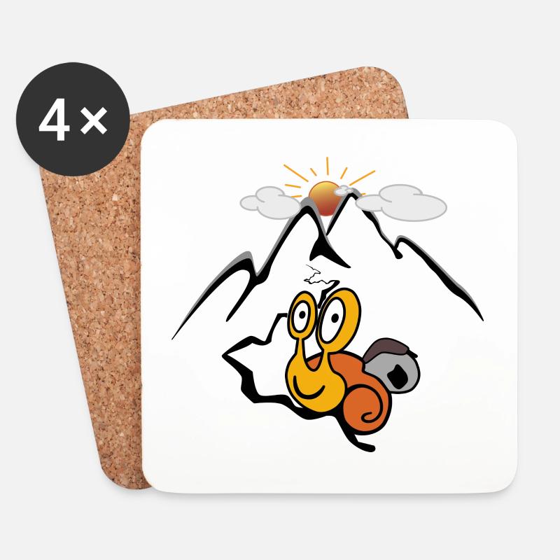 Bergschnecke - Untersetzer (4er-Set) - Weiß
