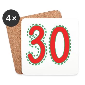 30. 30 ANS. 30e ANNIVERSAIRE. ANNIVERSAIRE 30 ANS. - Dessous de verre (lot de 4) - blanc - Devant