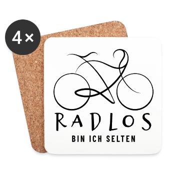 Radlos bin ich selten - Fahrrad Spruch - Untersetzer (4er-Set) - Weiß - Vorne