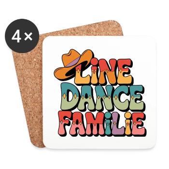 Line Dance Familie. Die ganze Familie tanzt - Untersetzer (4er-Set) - Weiß - Vorne