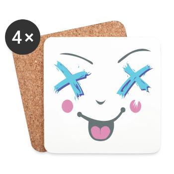 Visage rire drôle - Dessous de verre (lot de 4) - blanc - Devant