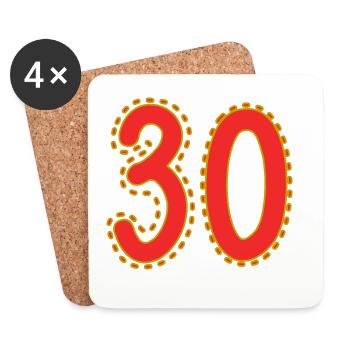 30. 30 ANS. 30e ANNIVERSAIRE. ANNIVERSAIRE 30 ANS. - Dessous de verre (lot de 4) - blanc - Devant
