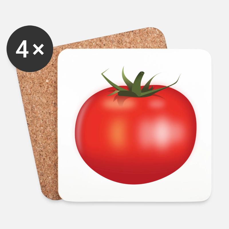 Tomate - Untersetzer (4er-Set) - Weiß