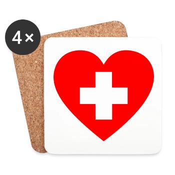 First Aid Heart - Coasters (set of 4) - white - Front