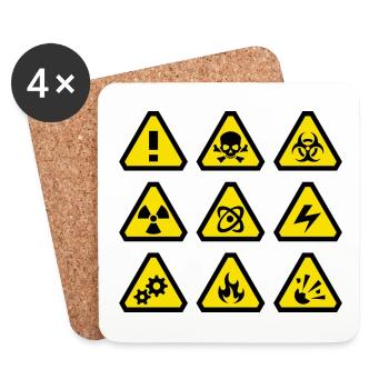 Signes de danger - Dessous de verre (lot de 4) - blanc - Devant