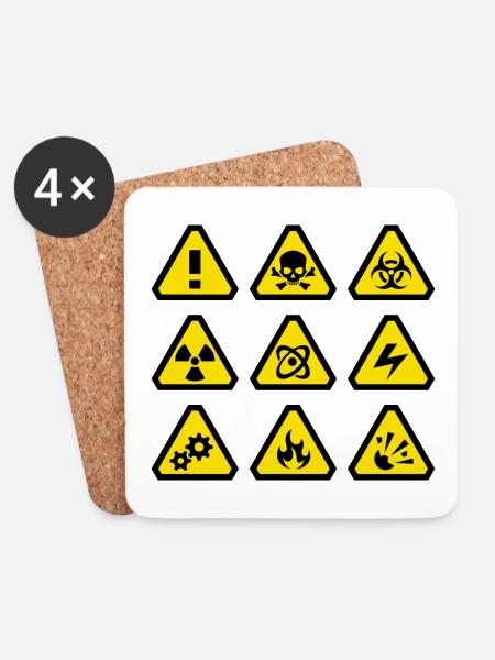 Danger signs - Coasters (set of 4) - white