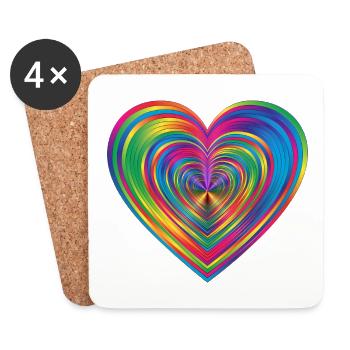 Regenbogen herz - Untersetzer (4er-Set) - Weiß - Vorne