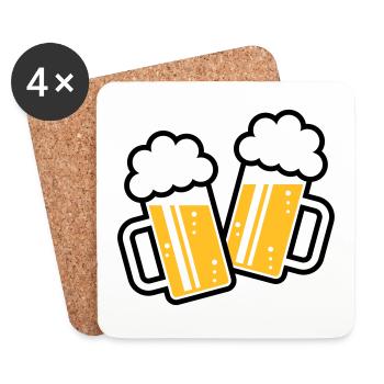 2 chopes de bière grillées, santé ! (chope de bière / 2C) - Dessous de verre (lot de 4) - blanc - Devant