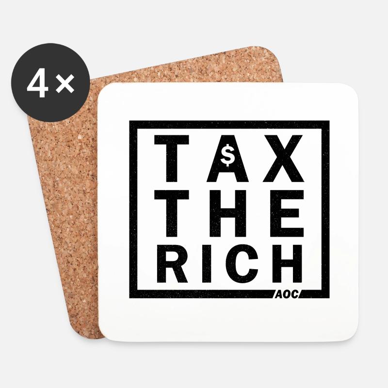 Steuern Sie die Reichen - AOC Fair Taxation Tee - Untersetzer (4er-Set) - Weiß
