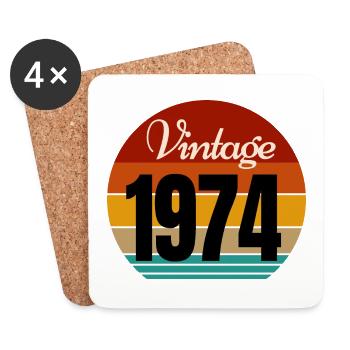 Jahrgang 1974 - Untersetzer (4er-Set) - Weiß - Vorne