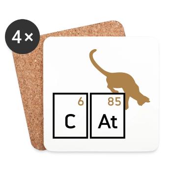 Cat (Calcium, Astatine)(Cat) - Coasters (set of 4) - white - Front