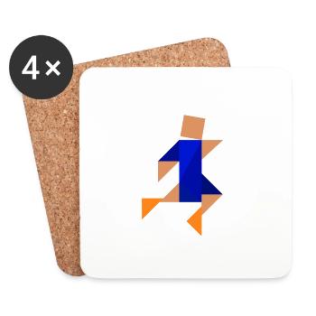Joueur de football - Tangram - Dessous de verre (lot de 4) - blanc - Devant
