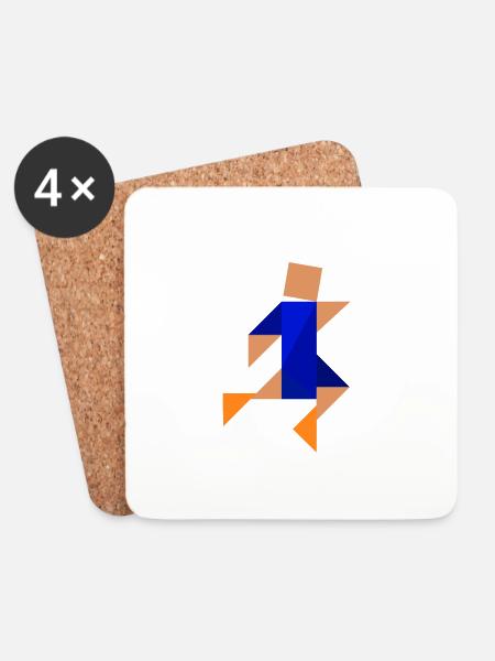 Fußballspieler - Tangram - Untersetzer (4er-Set) - Weiß