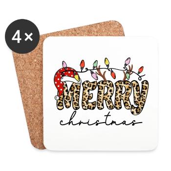 MERRY christmas, Santa hat - Coasters (set of 4) - white - Front