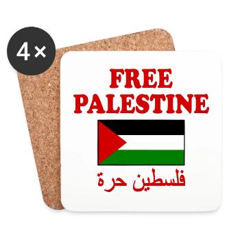 Free palestine - Dessous de verre (lot de 4) - blanc - Devant