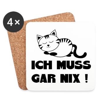 chat endormi chat chat blanc cadeau - Dessous de verre (lot de 4) - blanc - Devant