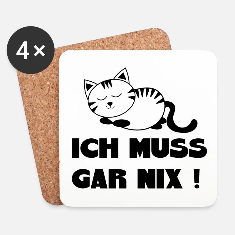 schlafende Katze Katze weiß Katzen Geschenk - Untersetzer (4er-Set) - Weiß