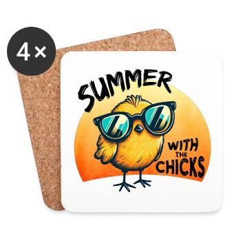 Sommer, Sonne, Küken Style - Untersetzer (4er-Set) - Weiß - Vorne