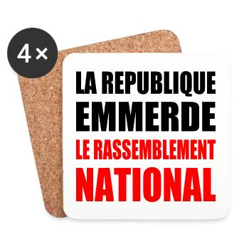 Die Republik fickt den Rassemblement National - Untersetzer (4er-Set) - Weiß - Vorne