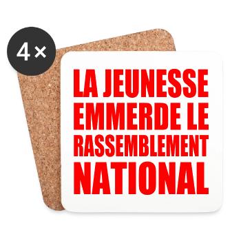 la jeunesse emmerde le rassemblement national - Dessous de verre (lot de 4) - blanc - Devant