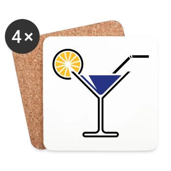 Cocktail / Cocktailglas / Martini + (Blau) - Untersetzer (4er-Set) - Weiß - Vorne