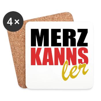 Merz kanns - Kanzler - Kanzlerkandidat - Untersetzer (4er-Set) - Weiß - Vorne