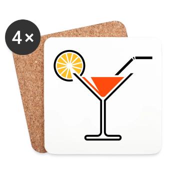 Cocktail Glass / Martini Glass + (Orange) - Coasters (set of 4) - white - Front